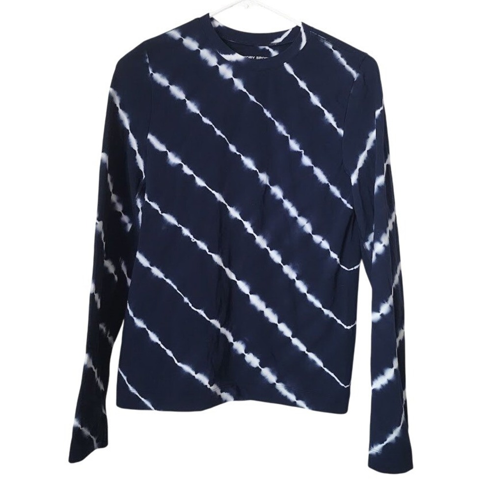 TORY SPORT Tory Burch Tie-Dye Seamless Long Sleeve Top Gorpcore Activewear Navy